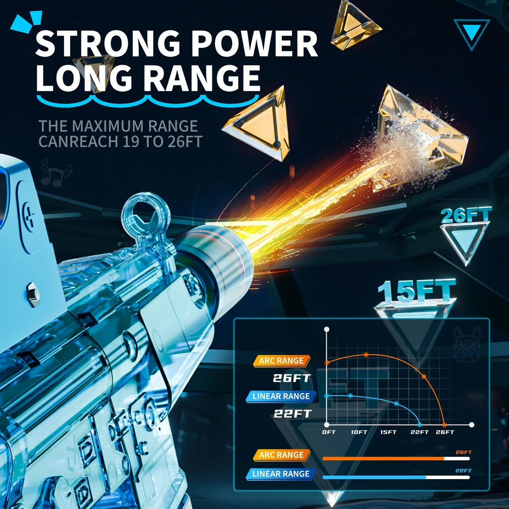 Space Electric Water Gun Energy Ring Burst transparent LED Lights Large Capacity Full Auto Continuous Fire Squirt Gun Toy