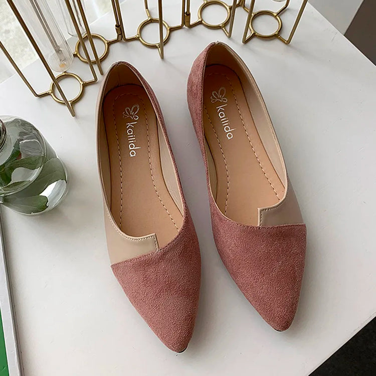 Women Shoes Fashion Splice Mule Flats Pointed Toe Ballerina Ballet Flat Shoe Zapatos Casual Slip On Shoes Mujer Loafers