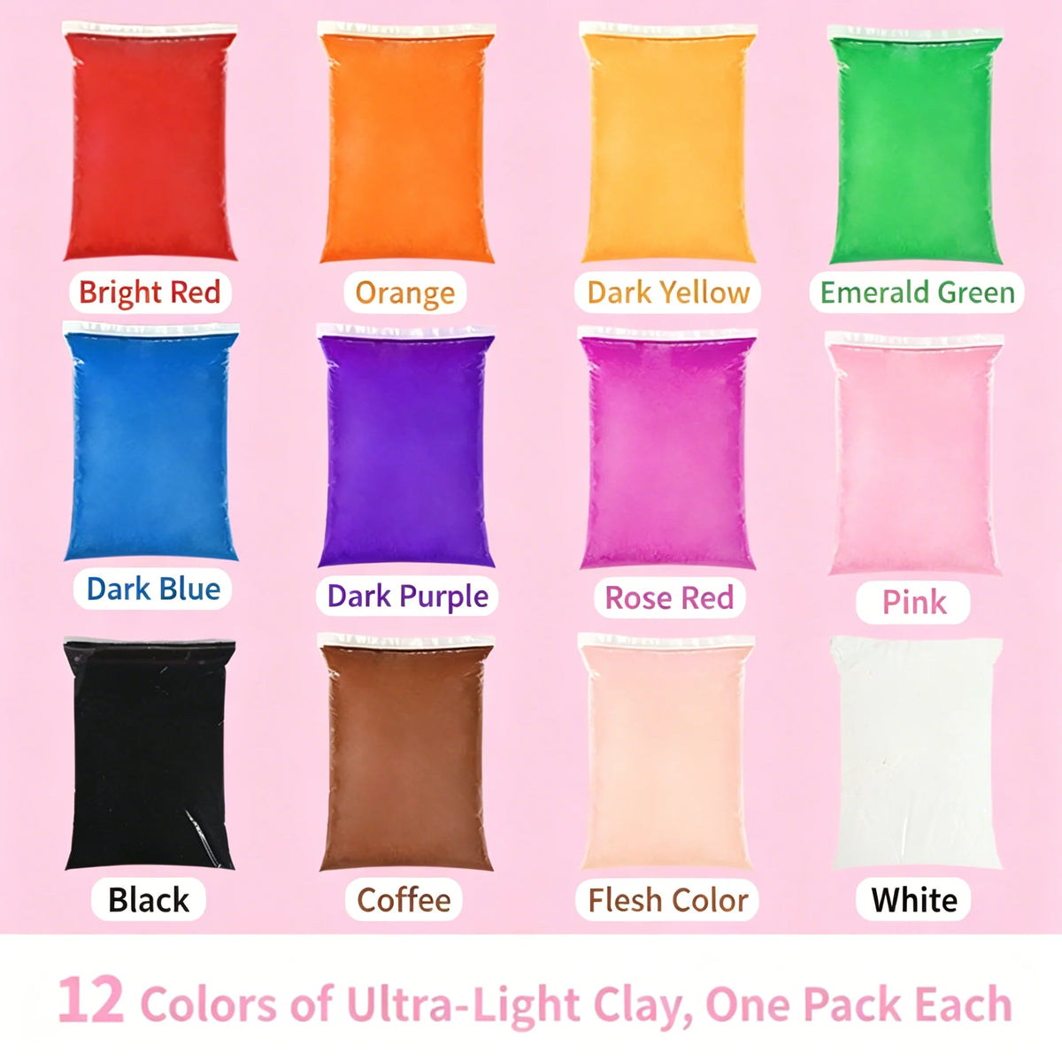 12 Colors Air Dry Modeling Clay Set Soft Non-toxic Playdough DIY Animal Doll Craft Kit Early Educational Toy Kids Birthday Gift