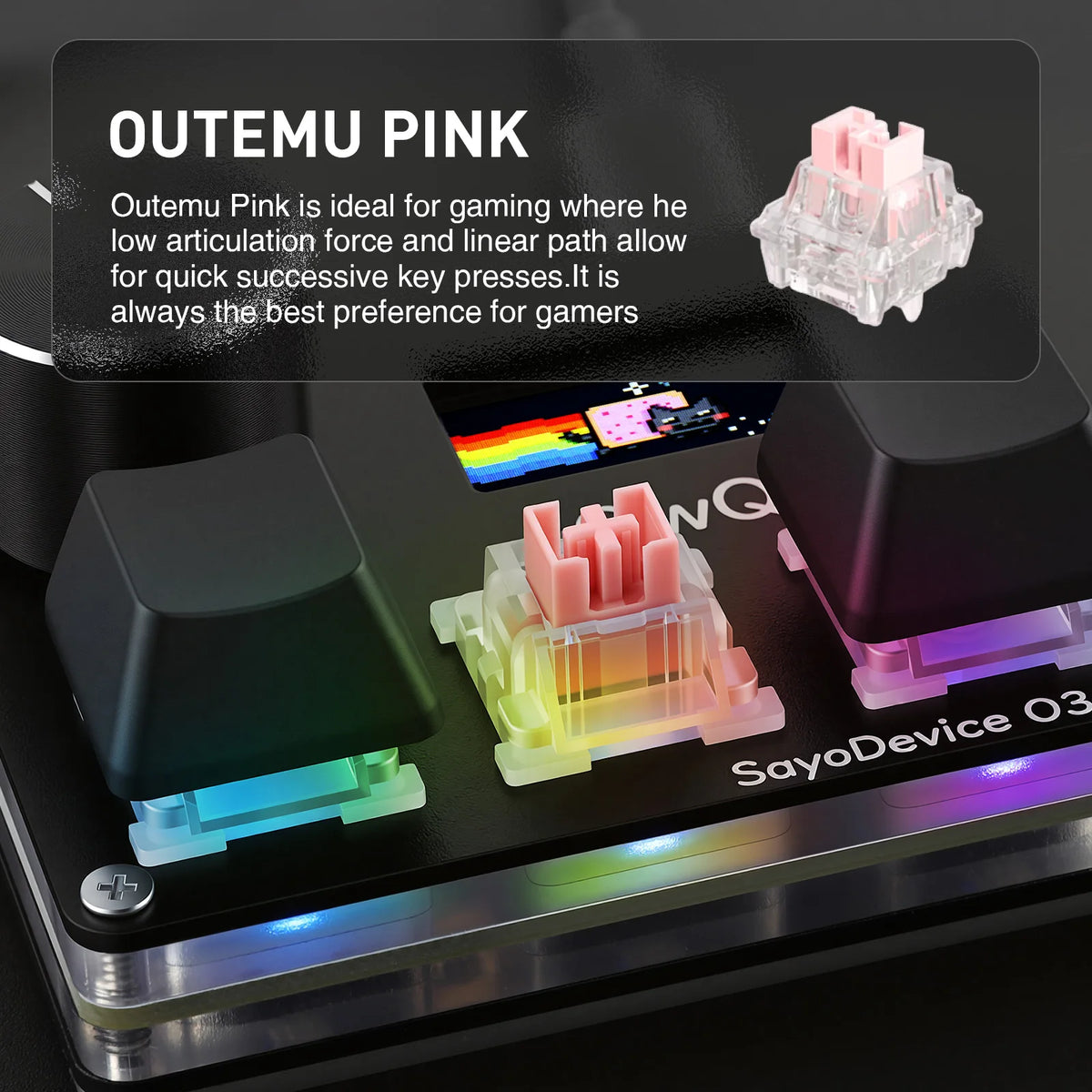 O3C SayoDevice OSU O3C Rapid Trigger Hall Switches Magnetic Pink Switches Keyboard With Knob Screen Copy Paste Shotcut