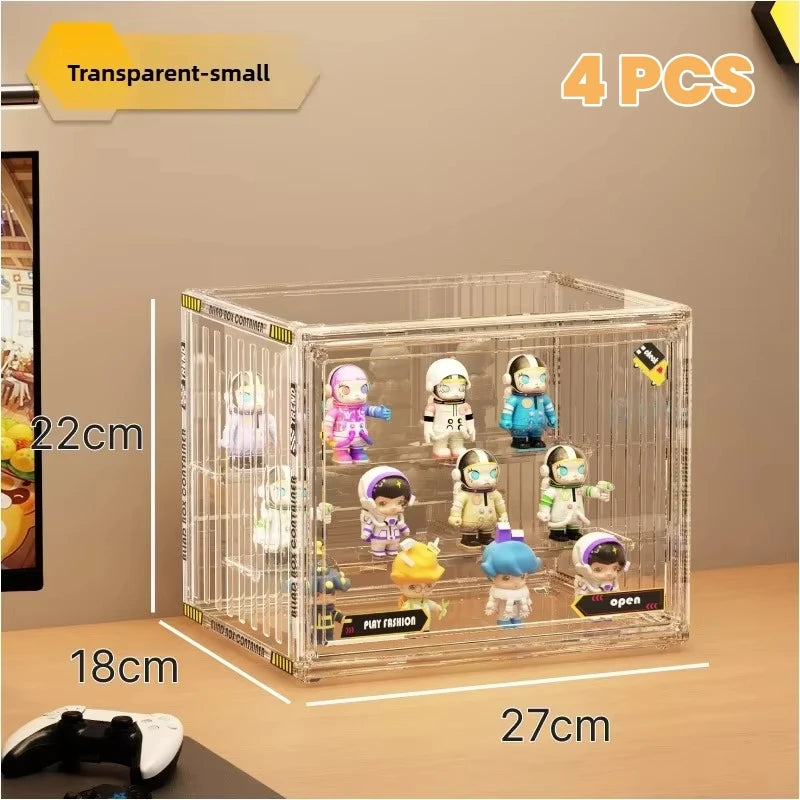 1/2/4 pcs Containerized Designs Acrylic Organizer for Collectible Figures High Definition Transparent Miniature Display Case
