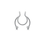 Women Fake Piercing Nose Ring Hoop Septum Piercing Nose Clip Rock HipHoop Stainless Steel Magnet Fashion Body Jewelry Wholesale