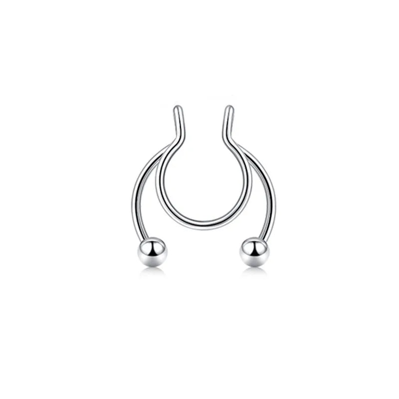 Women Fake Piercing Nose Ring Hoop Septum Piercing Nose Clip Rock HipHoop Stainless Steel Magnet Fashion Body Jewelry Wholesale