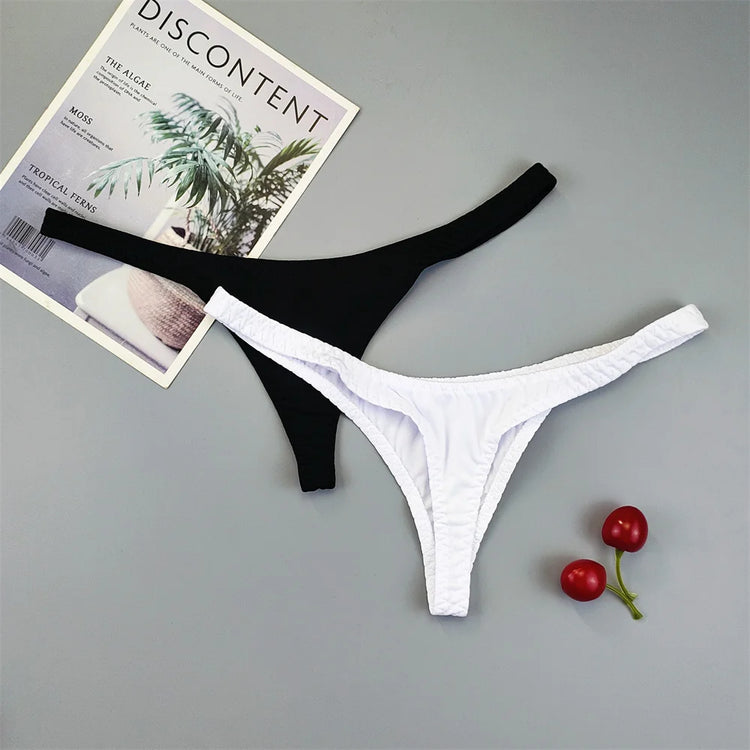 2Pcs Sexy Mini Micro Thongs Low Waist Seamless Female Underpants Comfortable Solid Bikini Underwear Women G String