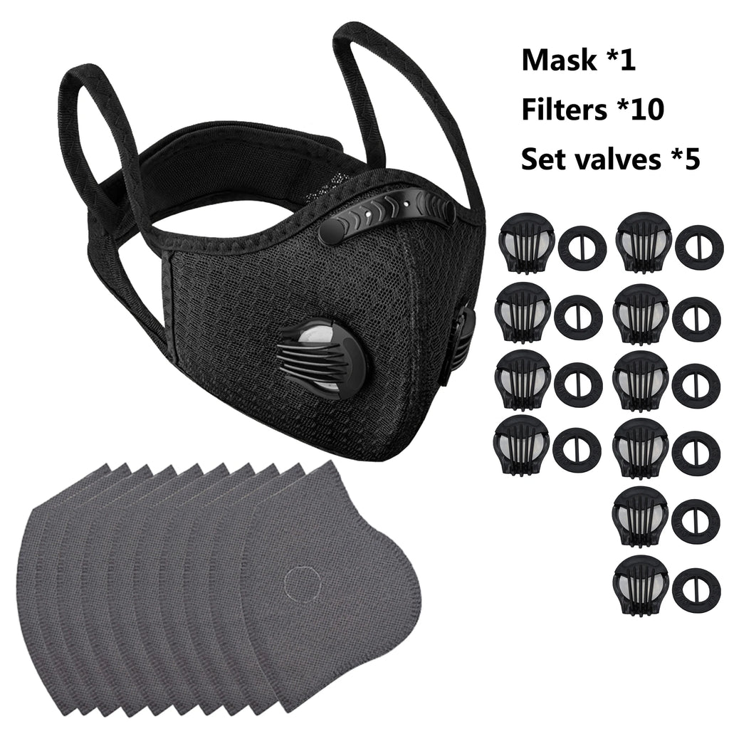 SHIZIWANGRI Cycling Face Mask Sport Washable Reusable with Filter Dust Mask Facemask for Men Bandana Actived Carbon Filters