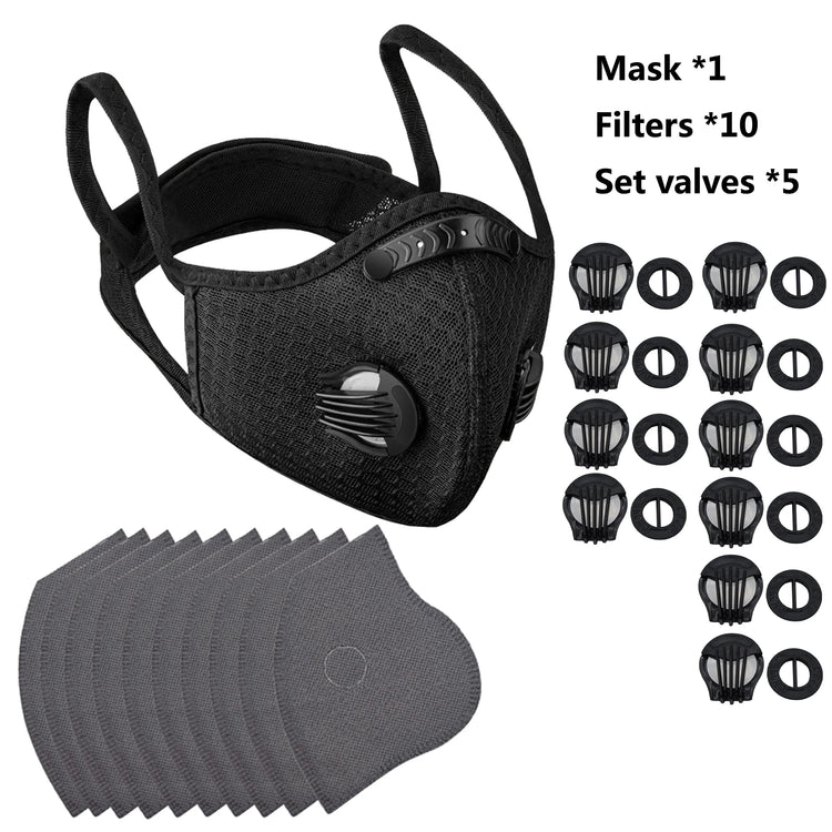 SHIZIWANGRI Cycling Face Mask Sport Washable Reusable with Filter Dust Mask Facemask for Men Bandana Actived Carbon Filters