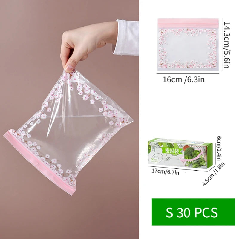15/25/30 Pcs Reusable Storage Bags Refrigerators Sealed Cling Bag Freezer Bags,  Leakproof Plastic for Sandwich Snack Lunch Food