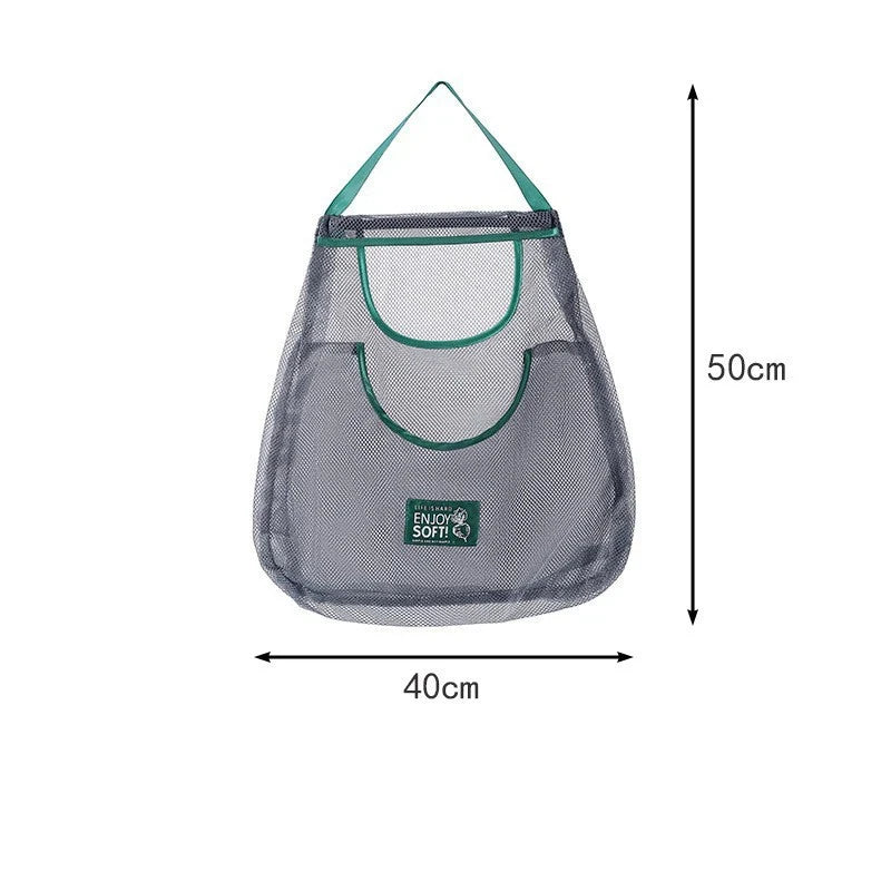 Reusable Hang Mesh Storage Bag With Smooth Edge‑Wrapped Handle Kitchen Fruit Vegetable Net Pouch Onion Garlic Potato Organizer