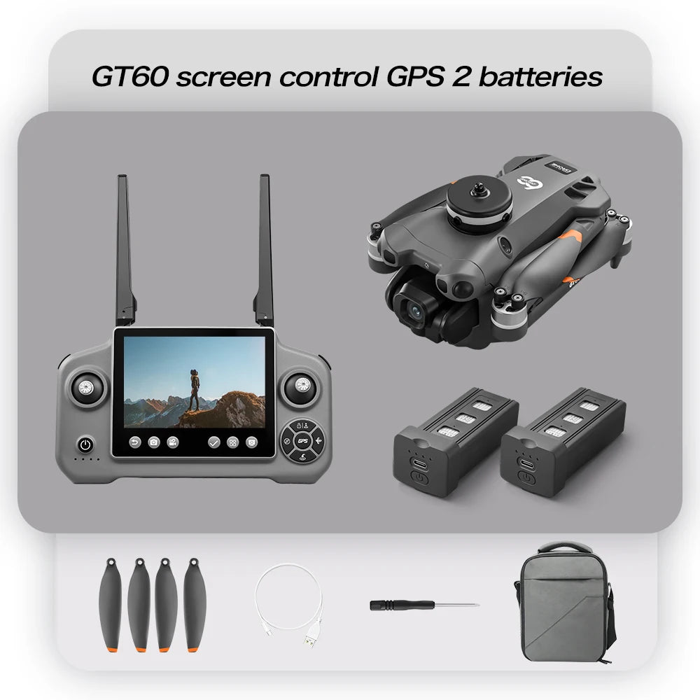 Original GT60 Foldable GPS Drone 8K HD 4K With Screen Brushless Airdrop Obstacle Avoidance 5G FPV Dual Camera Quadcopter