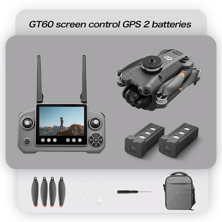 Original GT60 Foldable GPS Drone 8K HD 4K With Screen Brushless Airdrop Obstacle Avoidance 5G FPV Dual Camera Quadcopter