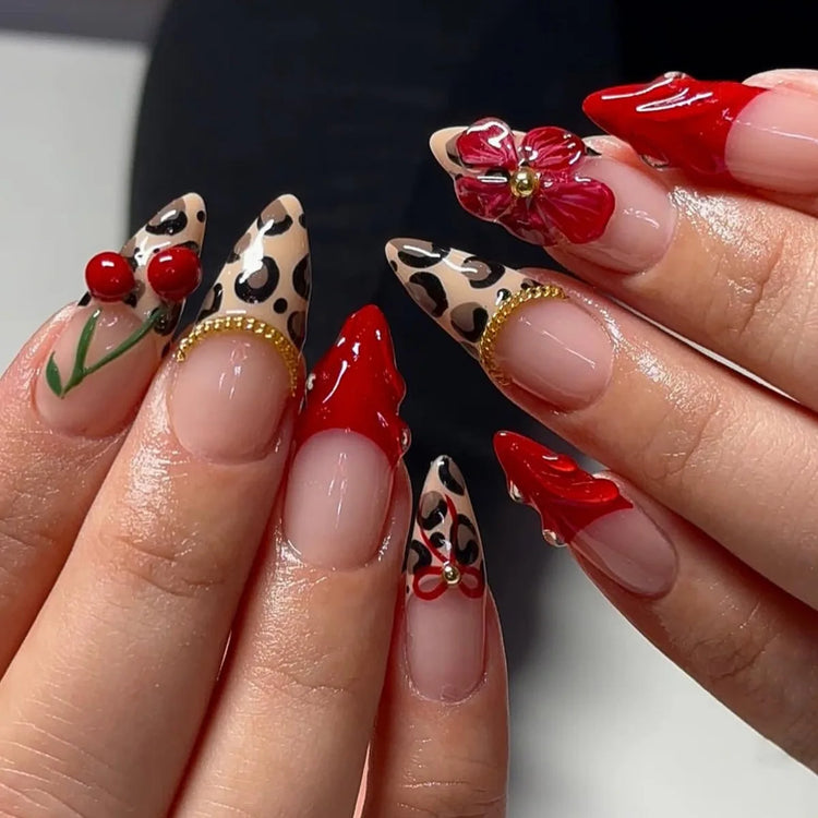 24Pcs Pink Almond False Nails Butterfly Ballet with French Design Wearable Fake Nails Simple Artificial Press on Nails Tips Art