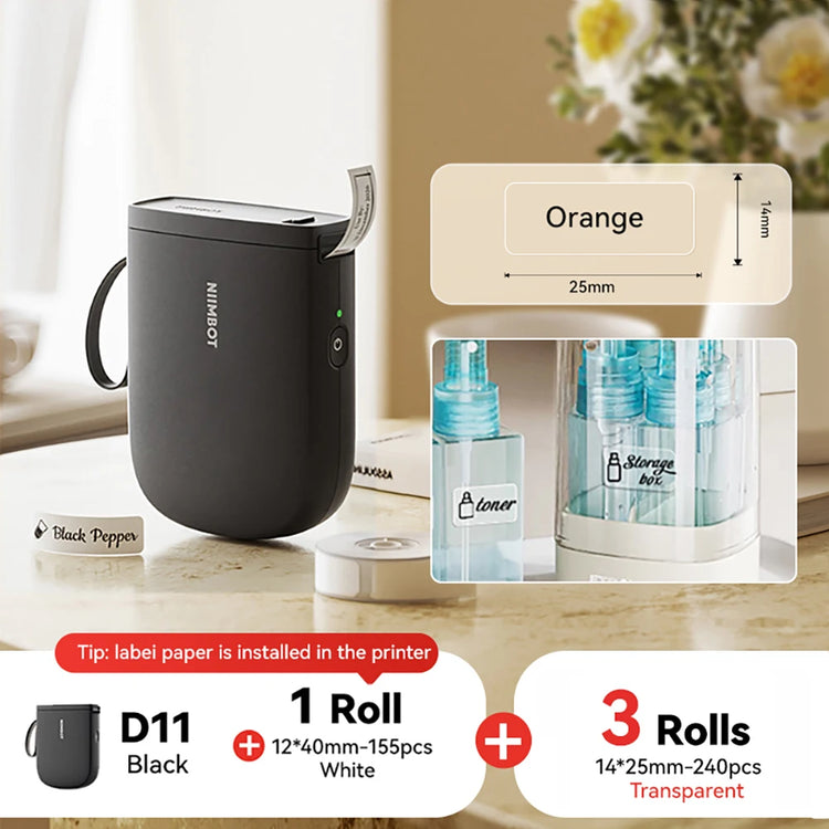 NIIMBOT D11 New Version Label Printer Mini Portable 300DPI Bluetooth Wireless Label Maker Name Tag Kitchen Sticker PrintingMaker
