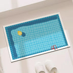Rubber Bathroom Anti-Slip Floor Mat, Water-Absorbing and Quick-Drying Floor Mat, Cartoon-Style Swimming Pool Print Floor Mat