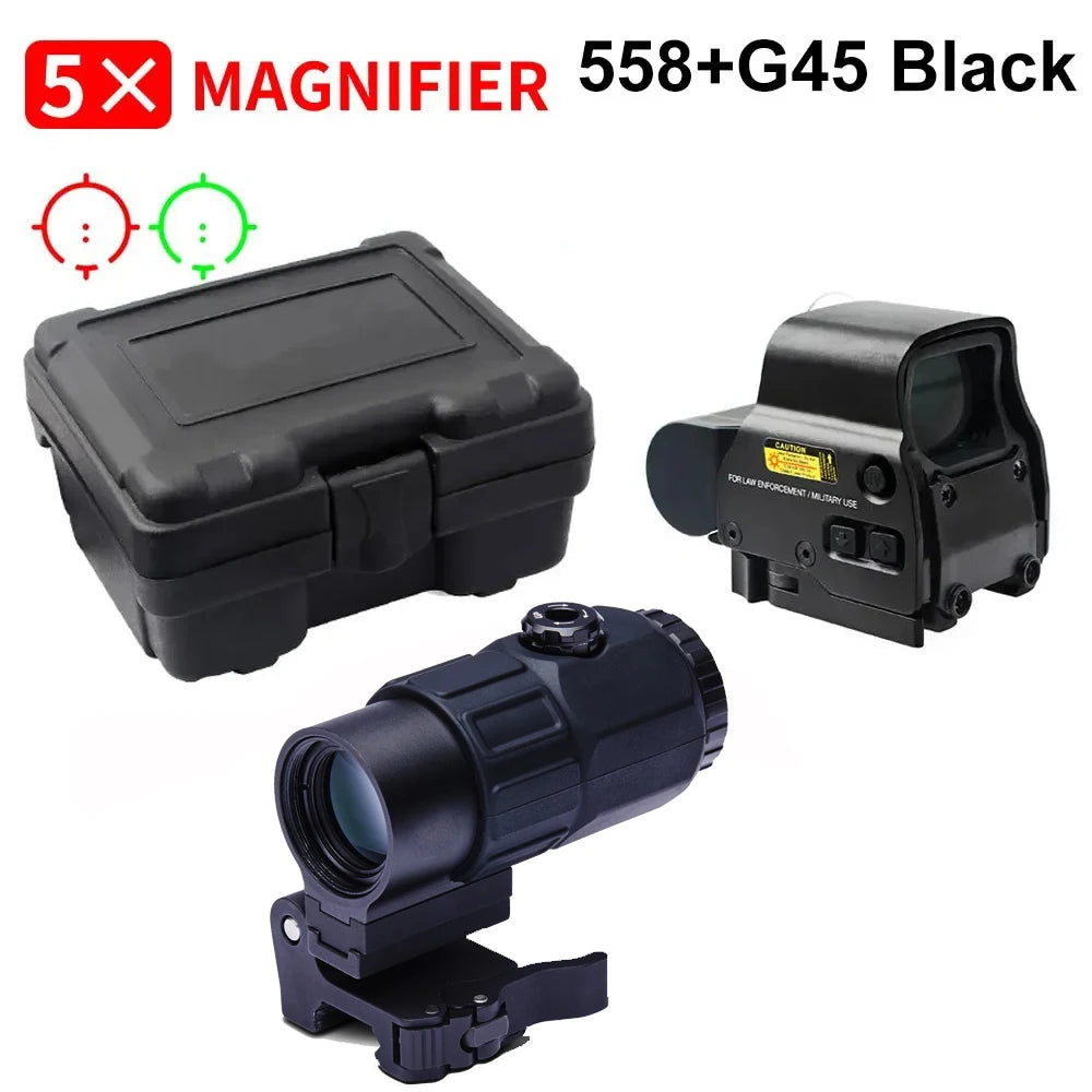 558+G43 Holographic Collimator Sight 558+G33/G45 Red Dot Optic Sight Tactical Hunting Gear W/20mm Rail Mounts&Quick Detach Lever