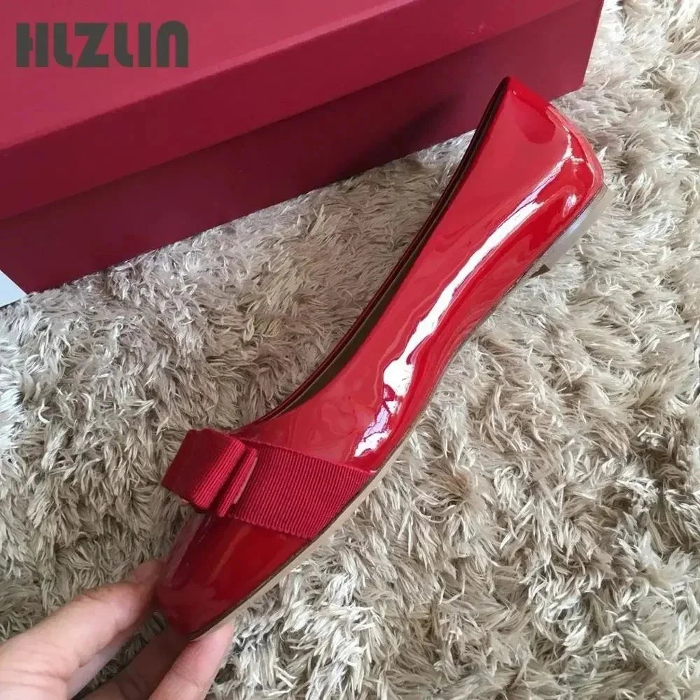 JP GPBD Ballet flats new leather round head shallow bow multifunctional single shoes women's leather bow bow design