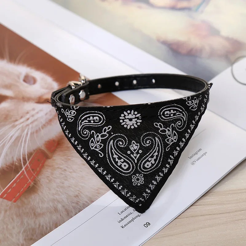 PU Cat Dog Collar with Scarf for Small Medium Dogs Chihuahua Corgi Puppy Adjustable Collars Pet Supplies Accesorios Para Perros