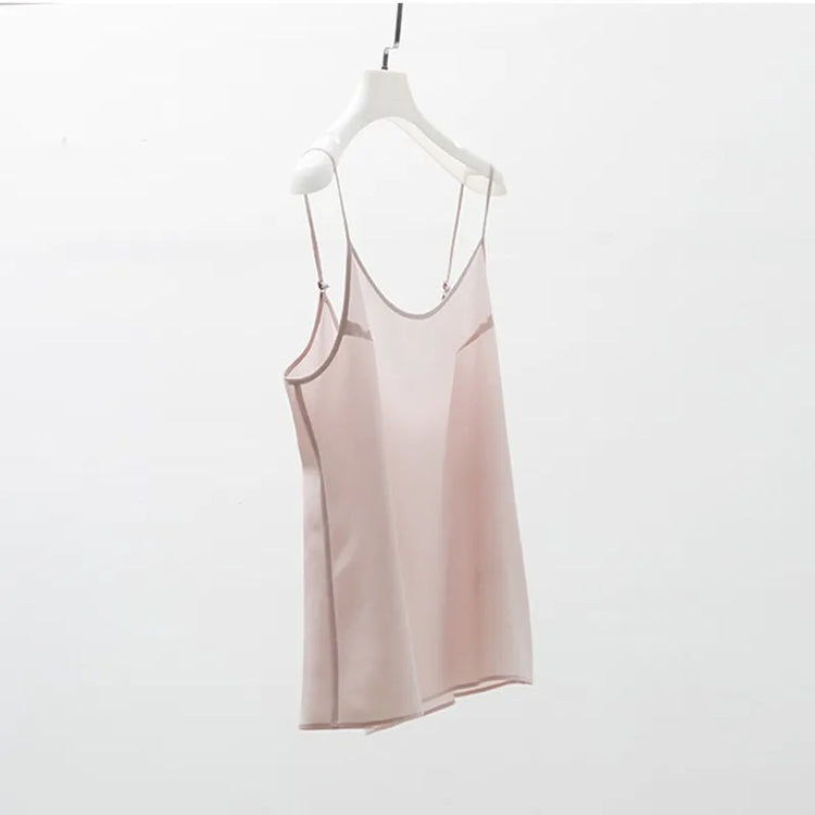 Women's 100% Mulberry Silk Camisole, Suitable for Wearing Outside or as an Inner Layer, with Adjustable Shoulder Straps