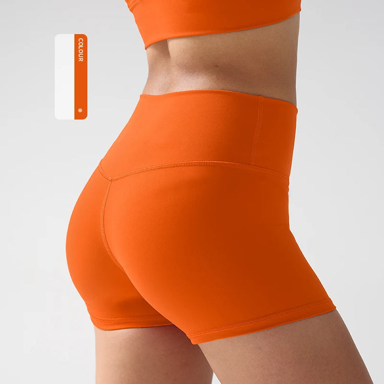 Solid Color High-Waisted Yoga Shorts for Women Quick Dry Breathable Fitness Sport Running Cycling Leggings