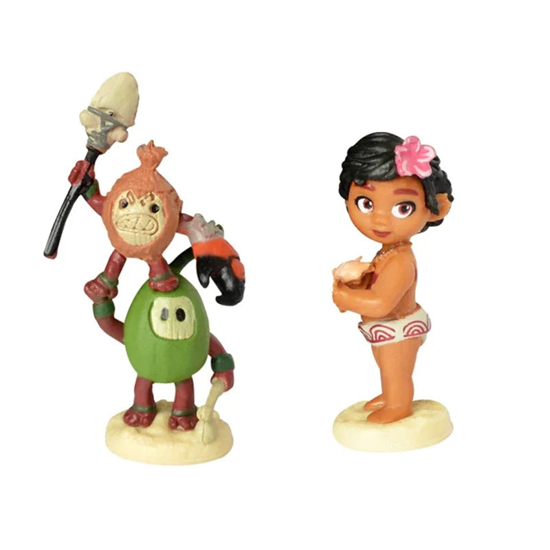 10pcs/set Cartoon Moana Princess Legend Vaiana Maui Chief Tui Tala Heihei Pua Action Figure PVC Decor