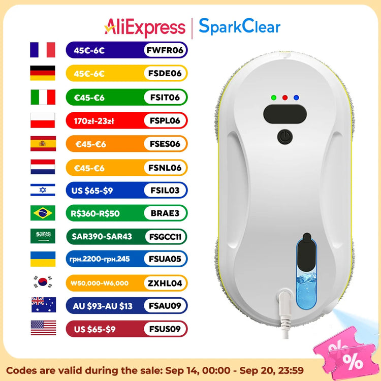 Window Robot Vacuum Cleaner Intelligence Window Washer with Remote Control Automatic Water Spray Glass Cleaning Home Appliances