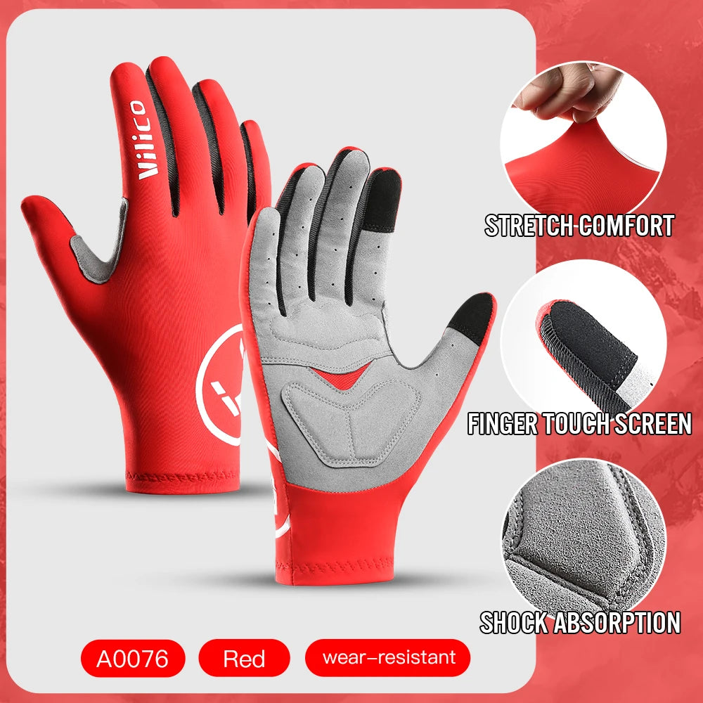 Touch screen long all finger gel sports bicycle gloves MTB road bike riding racing men's and women's bicycle gloves