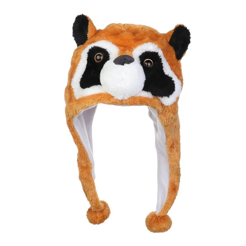 Fashionable Children's Winter Hat Plush Tiger Head Design Scarf Neck Protection Halloween Performance Cap Kids Warm Cozy Hat