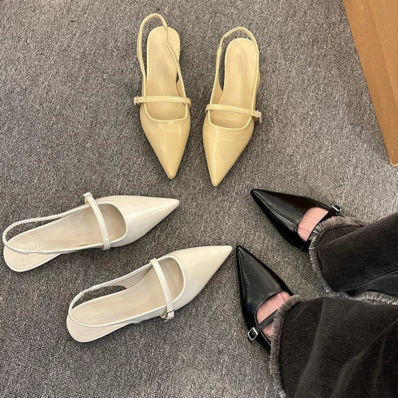 New Spring Women's French-Style Closed-Toe Sandals Luxurious Slip-On Designer Shoes Fashionable and Elegant Party Flat Sandals