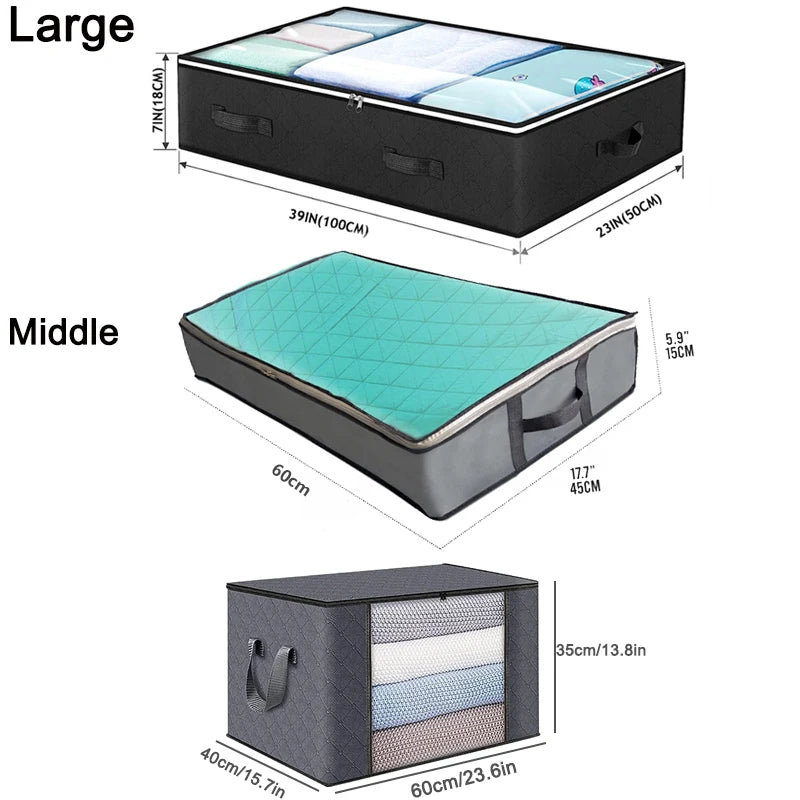 Foldable Under Bed Storage Containers with Clear Window Underbed Toy Organizers and Clothing Storage Bags Closet Storage Bins