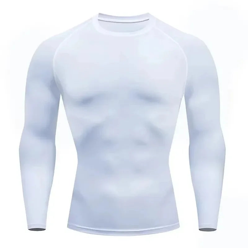 1pcs Men's Long-sleeved Thermal Underwear Male Thin Tight Fitting Fast Dry Elastic Fitness Tops Man Autumn Winter Sprots Wear