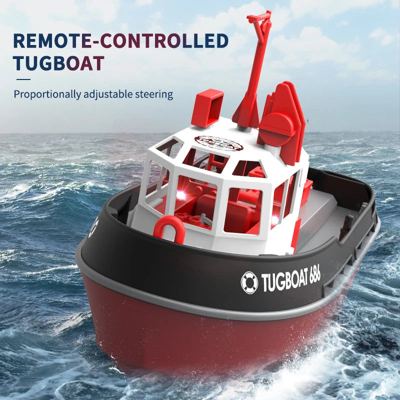 NEW 686 RC Boat 1/72 Powerful Dual Motor Wireless Radio Control Shipboat 2.4G Electric Remote Control Tugboat Model Toys for Boy