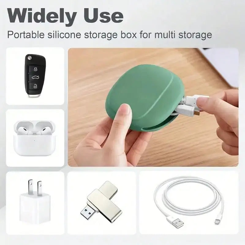Silicone Cell Phone Cable Bag, Data Cable Storage Box, Travel Earphone, Wire Key, U Drive, USB Rating, Sauna