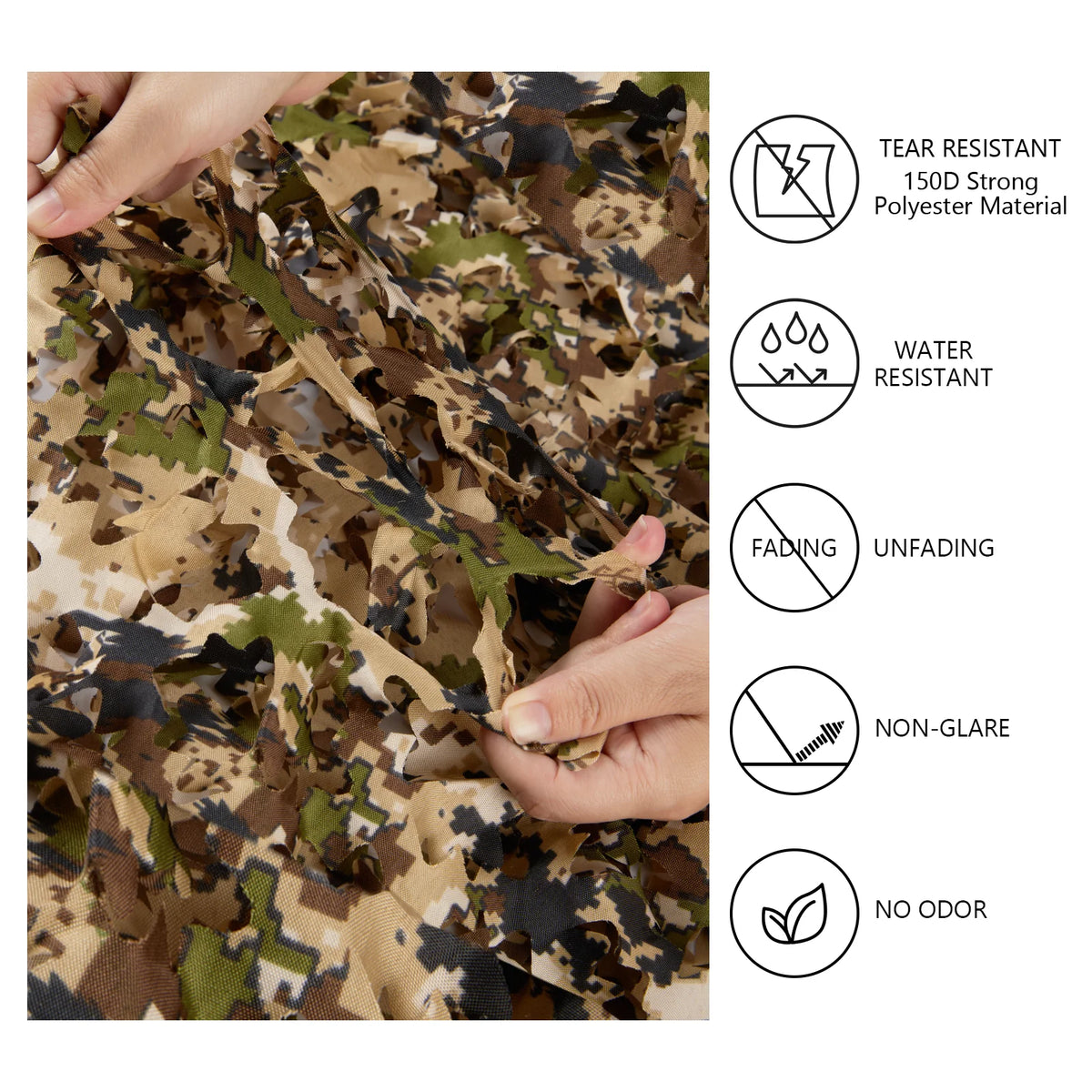 BASSDASH Camo Netting Camouflage Mesh Water Resistant for Hunting Blind Party Decoration Sunshade Shooting Tree Stand Cover