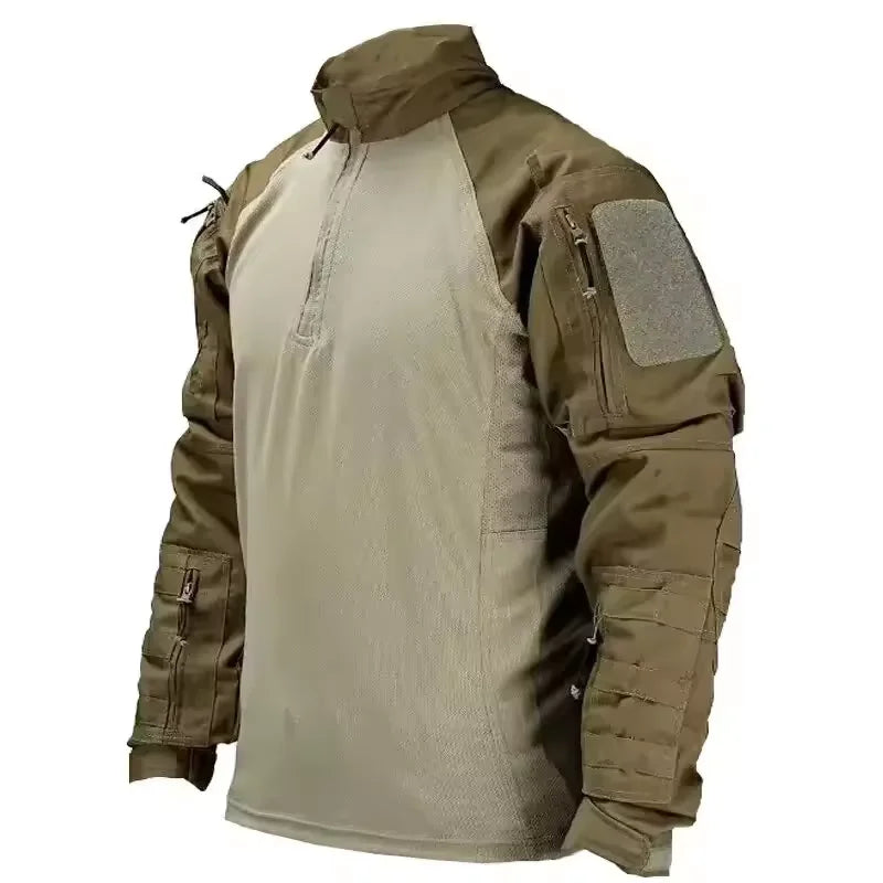 Autumn Tactical Shirt Men Field Training Clothes Breathable Long Sleeve Top Wear-Resistant Outdoor Training Hiking Hunting Shirt