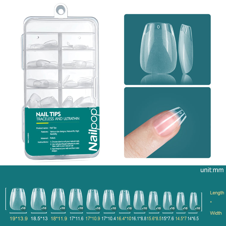 Nailpop 120pcs Acrylic Nails Fake Capsule Short Almond Coffin Square Artificial Nail Extension Soft Gel Tips Accessories Tools