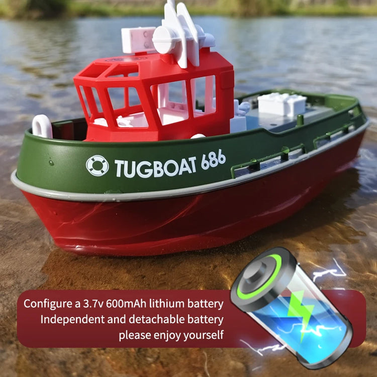 JIKEFUN 686 Rc Boat 2.4G 1/72 Powerful Dual Motor Long Range Wireless Electric Remote Control Tugboat Model  Toys Birthday Gifts