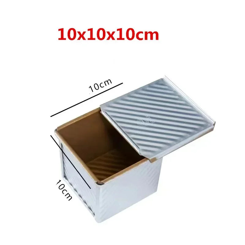 Square toast Bread Baking Tray Cake box Mold with Lid Aluminum Alloy Non-stick Pan Mini Baking Tray Baking Box Diy Cake Bakeware