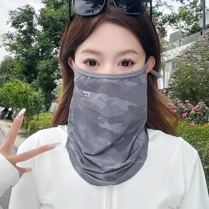 Anti-UV Cycling Mask Sunscreen Face Cover Breathable Ice Silk Face Scarf Men Women Outdoor Sports Fishing Hiking Cooling Mask