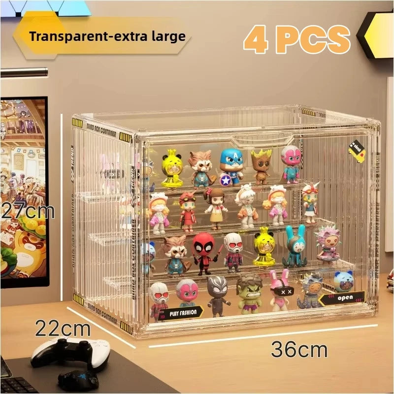 1/2/4 pcs Containerized Designs Acrylic Organizer for Collectible Figures High Definition Transparent Miniature Display Case