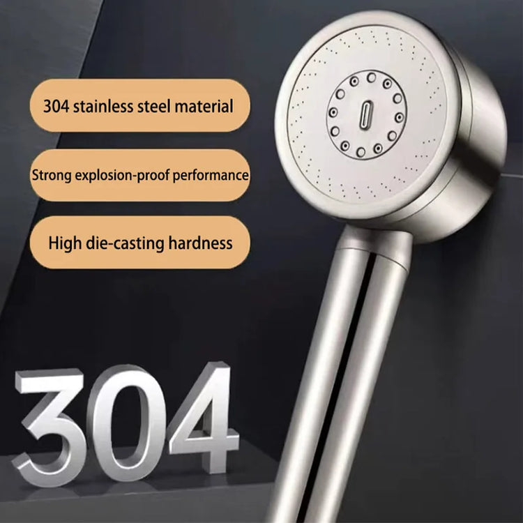 304 Stainless Steel Filter Pressure-Boosting Adjustable Handheld Showerhead Household Bathroom Shower Set Three-Speed Showerhead
