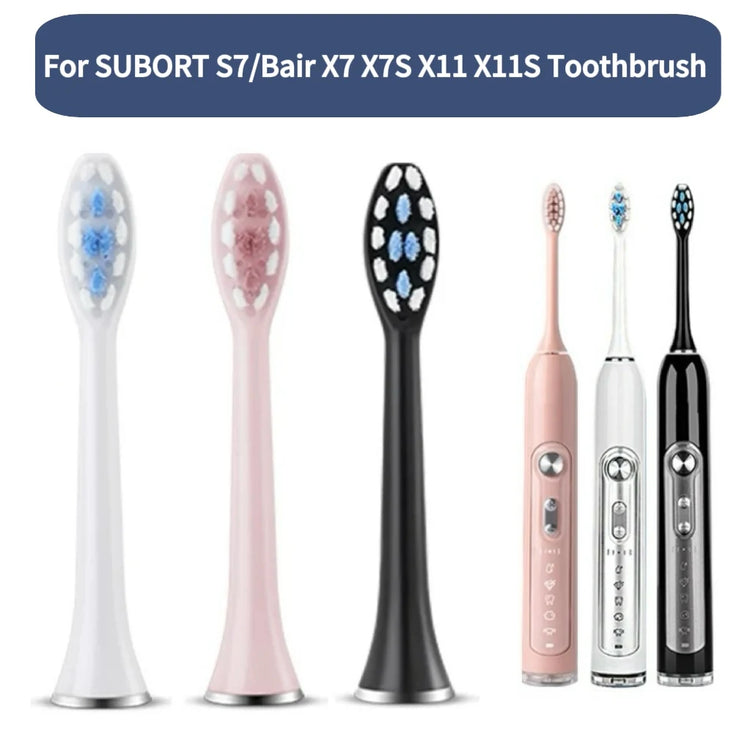 8PCS Replacement Toothbrush Heads for SUBORT S7/Bair X7 X7S X11 X11S Electric Toothbrush Accessories Nozzles Bristles white