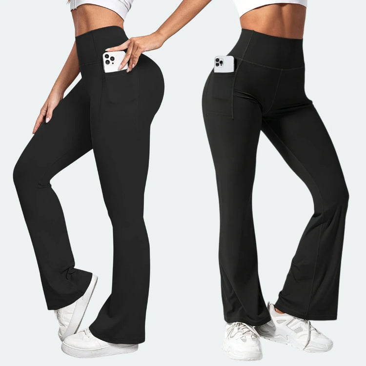 Women High Waist Flare Yoga Pants with Pockets Soft Stretchy Workout Leggings, Casual Athletic Bootcut Pants for Gym Daily Wear