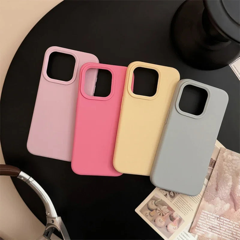 Dopamine-Inspired Silicone Solid Color Simple Fashion Phone Case for iPhone 18 17 Pro 16 Plus 16 18 Pro Max 15 14 13 12 11 Cover
