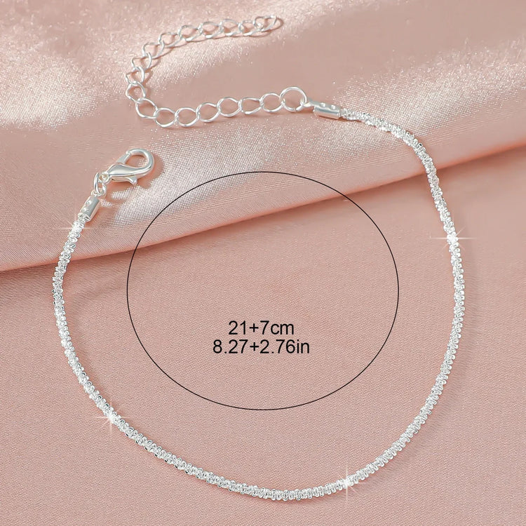 Sparkling Thin Chain Anklet Bracelet for Women Zircon Cross Pendant Bracelet on Leg Foot 2024 Trendy Boho Summer Beach Jewellry