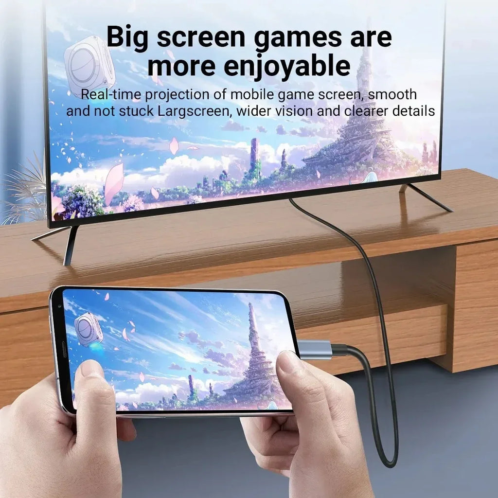 4K HD Video Conversion Cable 2 Meters Type-C to HDTV Braided Screen Projection Cable for TV Computer