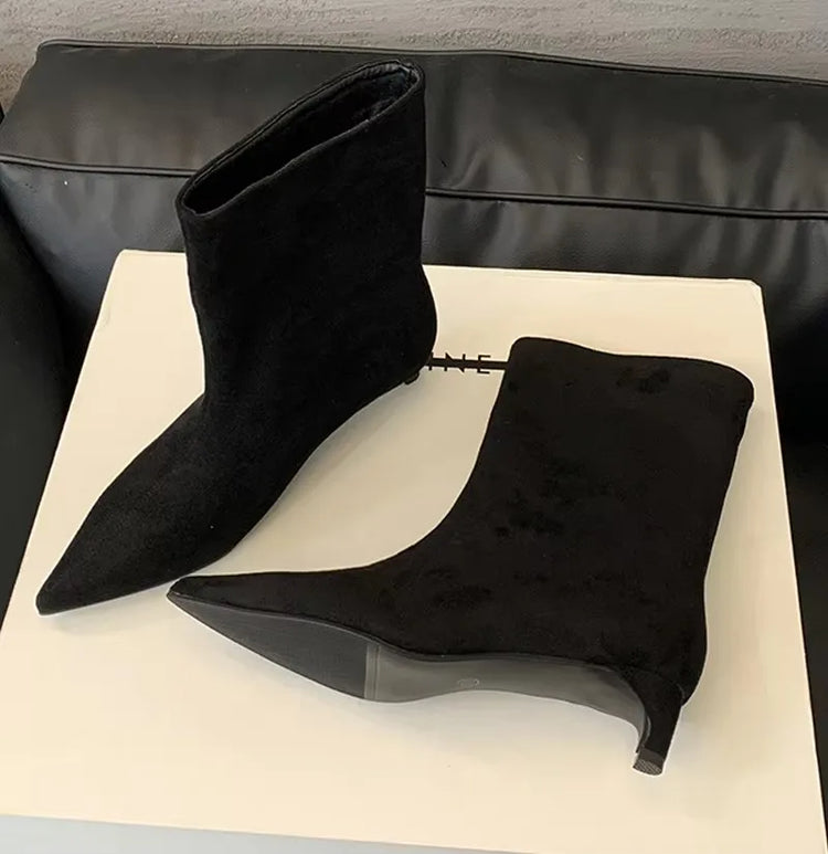 Botas Feminina High Heel Leopard Print Boots Women Ankle Boots Autumn Ladies Elegant Pointed Toe Short Botas Zapatos De Mujer