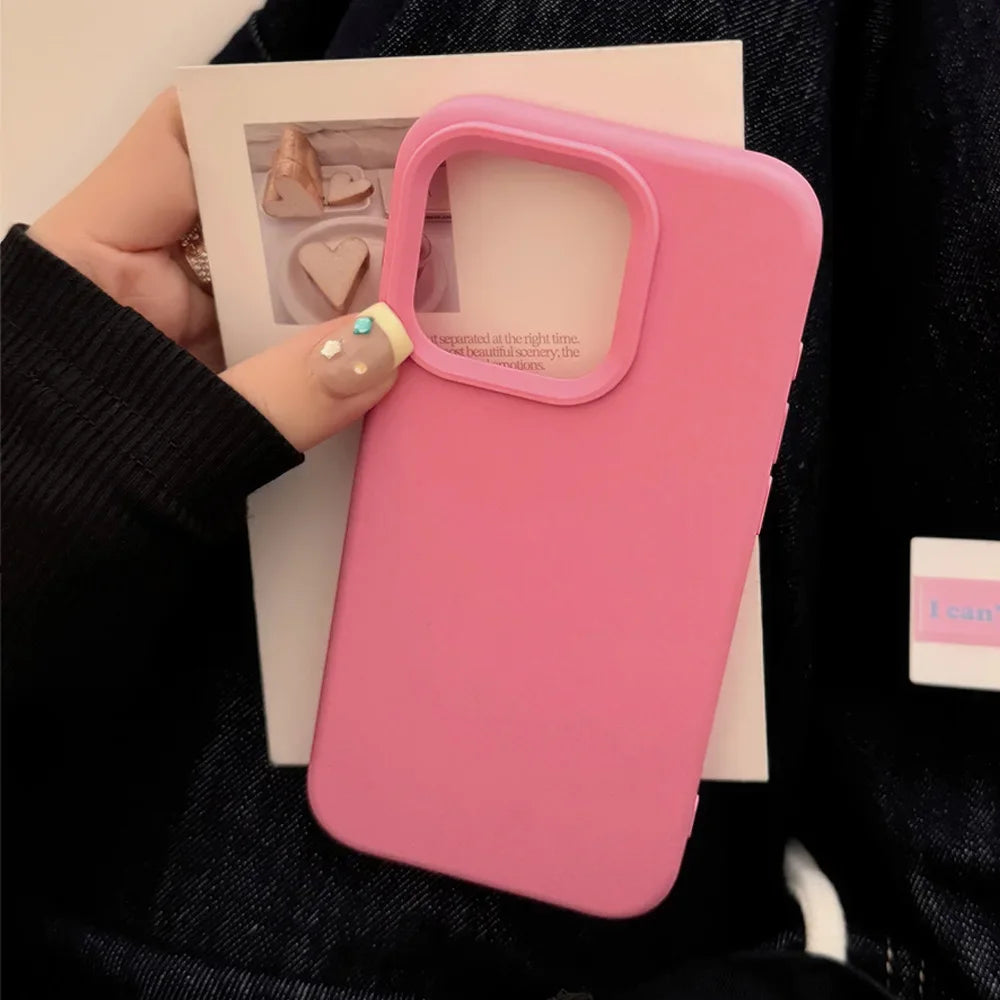 Dopamine-Inspired Silicone Solid Color Simple Fashion Phone Case for iPhone 18 17 Pro 16 Plus 16 18 Pro Max 15 14 13 12 11 Cover