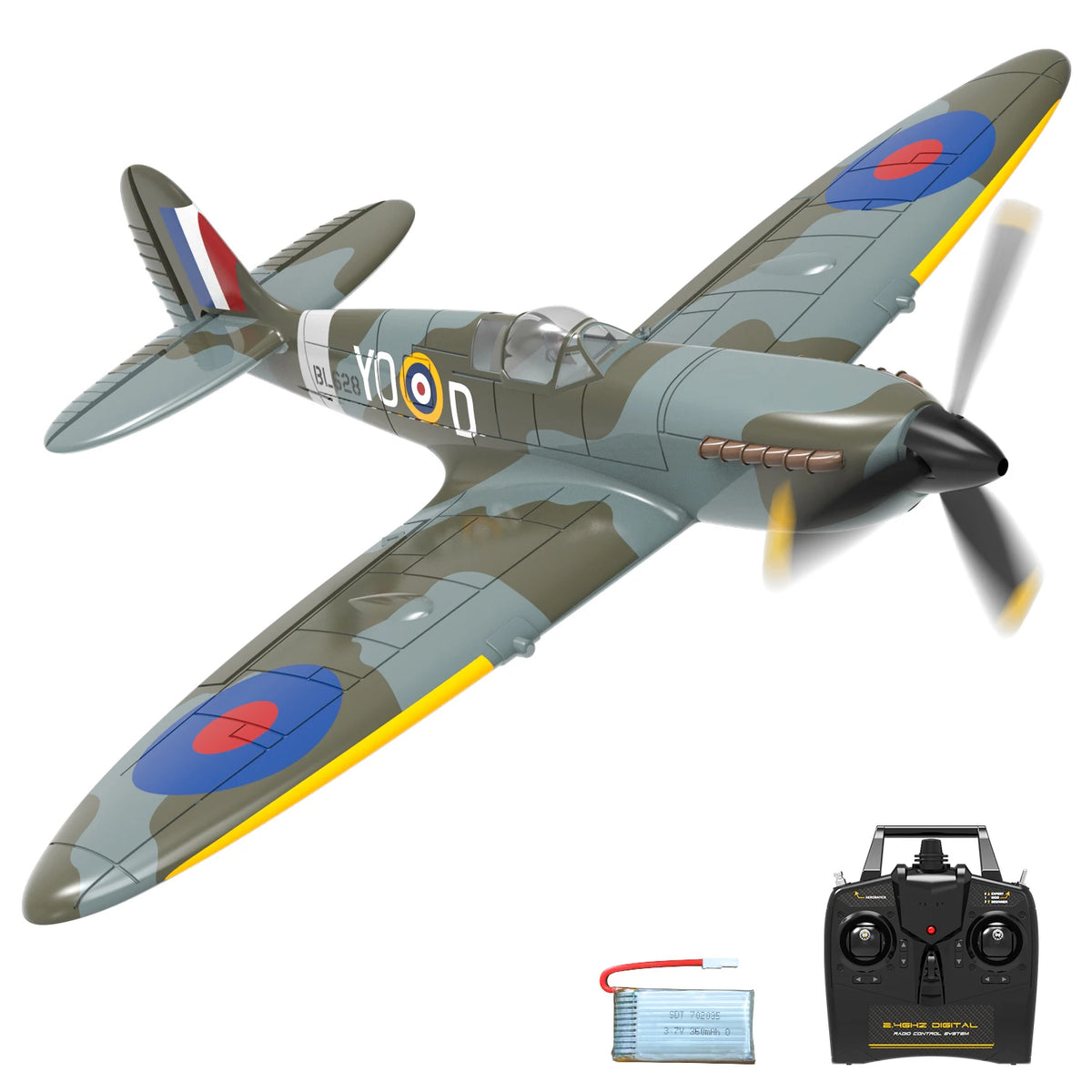 Volantex New Spitfire RC Plane EPP 400mm Wingspan RC Fighter One Key Aerobatic 2.4G 4CH RTF RC Plane