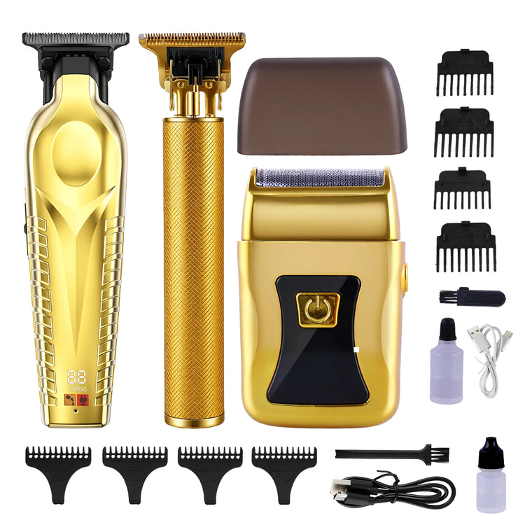 3in1 Portable Hair Clipper Kit,USB Cordless Hair Trimmer Set Including Trimmer Shaver Guide Combs for Salon Household Haircut