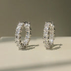 CAOSHI Versatile Luxury Hoop Earrings for Women Charming Princess Square Cubic Zirconia Daily Wear Graceful Jewelry Accessories