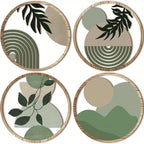 4 Bohemian Wall Art Set - Wooden Bohemian Decor, Geometric Hanging Artwork, Suitable for Baby Room, Farmhouse Aesthetic Minimali